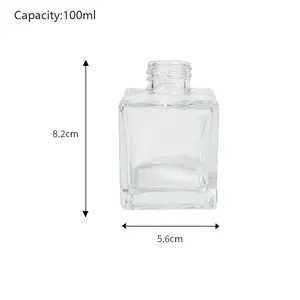 50ml 100ml 150ml Fabricación directa al por mayor Difusor de caña de aroma de lujo Difusor de botella de aromaterapia de vidrio cuadrado