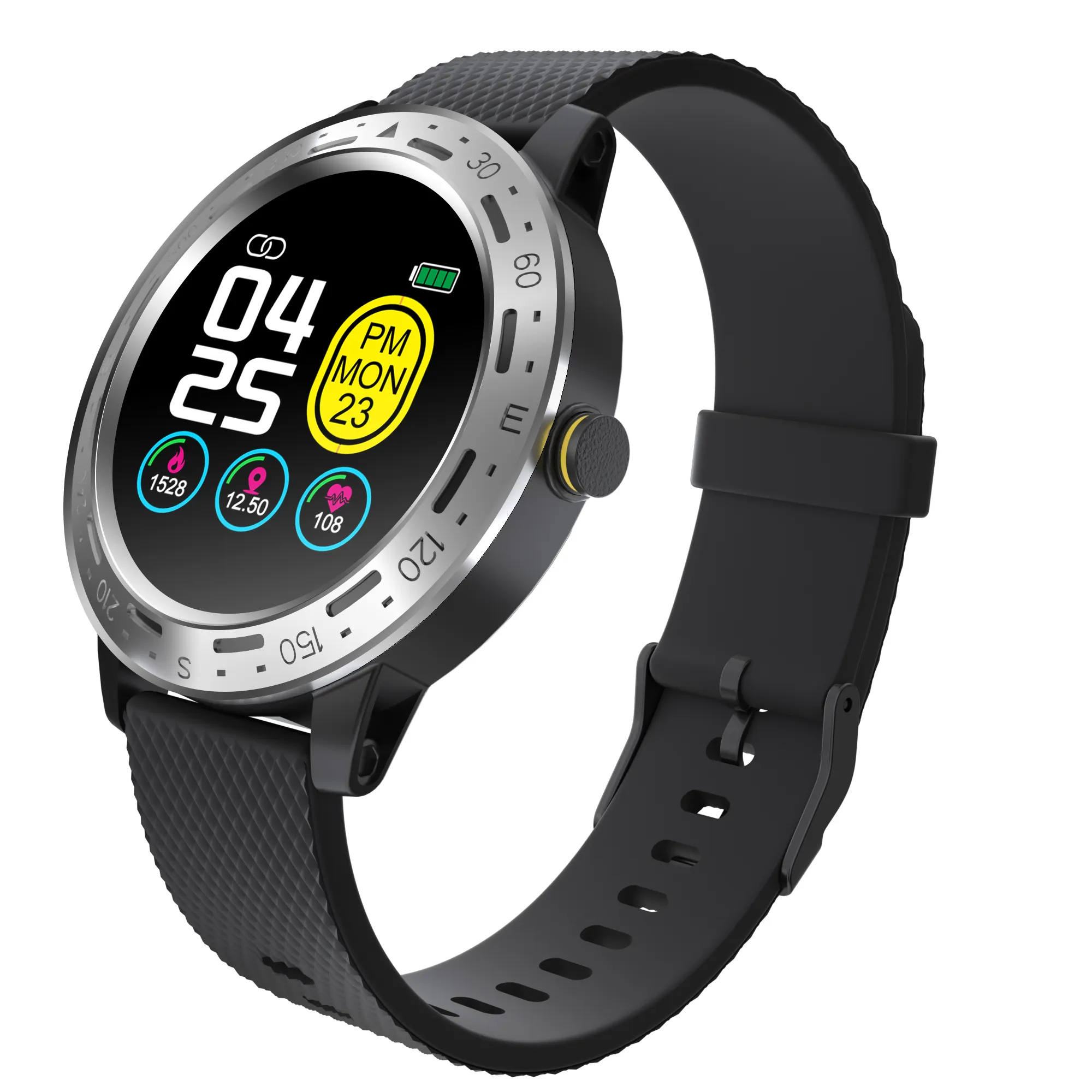 La recién diseñada S18 inteligente reloj de pulsera deportes al aire libre a la pantalla brillante reloj inteligente para los hombres y las mujeres