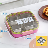 Boîte à lunch isotherme en acier inoxydable à 4 compartiments, anti-fuite, pour adultes/bureau, compatible micro-ondes, thermos, bento