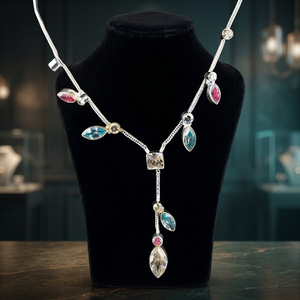 Unique Mullet Zircon Box Chain <b>Necklace</b> 925 <b>Silver</b> Trendy Anniversary Party - Product Image 1