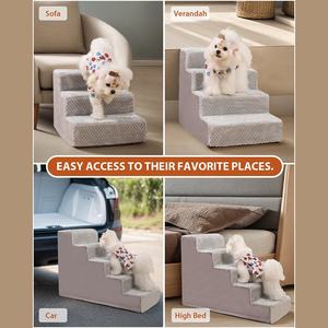 4-Step Hond Trappen Voor Kleine Honden Antislip Bodem Wasbaar Hoes Hoge Bed Bank Effen Patroon Huisdier Bed Voor Katten Reizen - Product Image 5