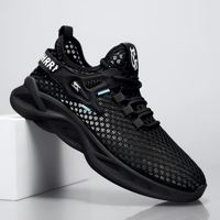 Chaussures Homme Respirantes en Maille Creuse Modèle 2025 Nouveauté Tennis Antidérapantes à Lacets Semelle Extérieure en Caoutchouc Rehaussantes pour l'Été