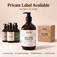 Huile de massage anti-cellulite FDOB 500ml, huile naturelle raffermissante et tonifiante pour le corps avec vitamine E - Marque privée OEM