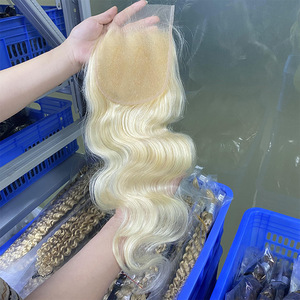 FYD 13 x 4 pouces 613 Blonde Body Wave Transparent Lace Frontal <span class=keywords><strong>Hair</strong></span> Extensions Perruques en cheveux humains - Product Image 3
