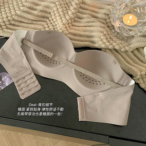 स्ट्रैपलेस विरोधी पर्ची छेद कप महिला लिंगरी बड़ी छाती गर्मियों के लिए छोटे एंटी ग्लैयर महिला ब्रा दिखाई देती है। - Product Image 3