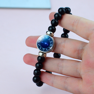 Draaiende Sterrenkaart Orbit Armband - Zwarte Glazen Kraal Sieraden, Neutraal Veelzijdig Unisex Cadeau voor Verjaardag, Lente Zomer Draagbaar - Product Image 5