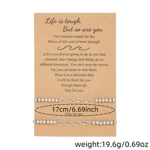 Stainless Steel Beaded <b>Bracelets</b> Wave Design Unisex Fashion Jewelry Set For <b>Couple</b> Inspirational Gift Yiwu Origin - Product Image 4