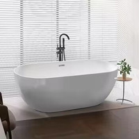 Baignoire romantique en acrylique blanche pour une personne, moderne, autoportante, portable, pour l'intérieur, avec douche, installation facile