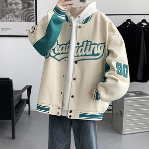 Blouson bomber ample personnalisé avec logo de marque de mode, uniforme de baseball, broderie streetwear pour homme, manteau décontracté coupe-vent 2025 - Product Image 3