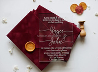 Enveloppes en velours bordeaux pouvant contenir 5X7 pouces de cartes d'invitation en papier Sceau de cire personnalisé Logo Papeterie de mariage