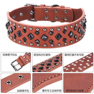 Individuell gestaltbares 2 Zoll breites Lederhalsband mit Spikes und Nieten für große Hunde - Product Image 4