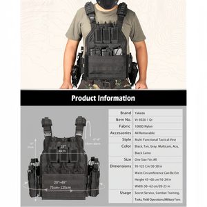 Chaleco Táctico de Poliéster, Mochila Táctica Multifuncional Negra para Exteriores con Bolsillos, Correa para el Pecho, MMC - Product Image 6