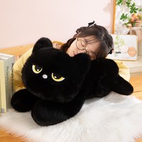 Ours noir couché, grande taille, super doux, rembourré en coton PP, brodé, verni UV, coussin en peluche, Woodfield, pour garçons et filles, anti-stress