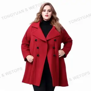 Femmes grande taille vêtements Chine fournisseur long Double boutonnage laine manteau à manches longues mode femmes hiver veste manteau