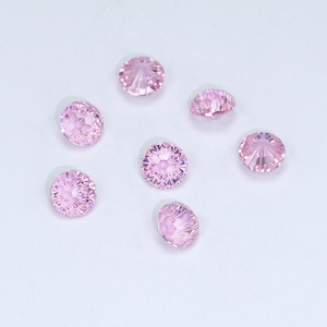 Circonia Cúbica de Calidad 5A, Corte Chrysanthemum Firework, 6mm-8mm, Color Mixto Blanco y Rosa, Forma Redonda, Gema Artificial Suelta - Product Image 2