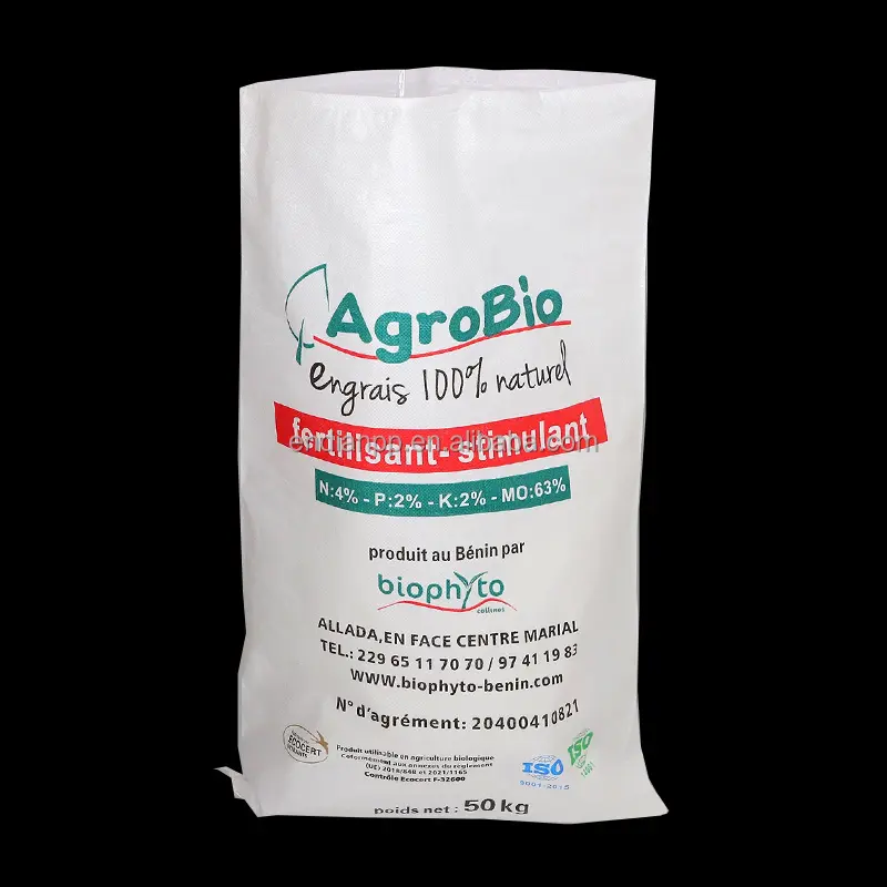 100% nuevas bolsas tejidas de PP transparentes vírgenes para grano de arroz azúcar trigo con o sin impresión 5kg 10kg 25kg 50kg grado alimenticio