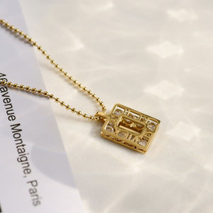 Collier personnalisé en acier inoxydable 316L plaqué or 14k 18k PVD avec pendentif diamant ajouré pour femme, vente en gros - Product Image 2