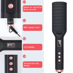 Plancha de Pelo Iónica Infrarroja Portátil de Doble Voltaje para Mujer con Pantalla LCD y Cepillo Eléctrico de Titanio, 1 Año de Garantía, para Uso Doméstico y Hotelero - Product Image 6