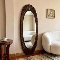 Miroir mural ovale classique à cadre plissé, style Art Déco européen, miroir sur pied pleine longueur fait main et écologique pour la maison