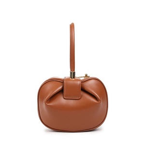 European Retro Fashion Women's Genuine Leather Clutch <b>Shoulder</b> Bag Armpit Handbag Zipper Closure Single <b>Strap</b> Chains Candy - Product Image 1