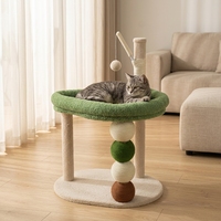 Arbre à chat écologique et adorable, 72 cm de haut, avec poteau à gratter en sisal tressé à la main, lit-nid en peluche vert avocat, pour chats de taille moyenne, en carton