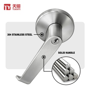 304 Stainless Steel Tubular Lever Lockset Iron Key 60-70mm Adjustable Tubular <b>Latch</b> Handle Security <b>Lock</b> for Kitchen Furniture - Product Image 3
