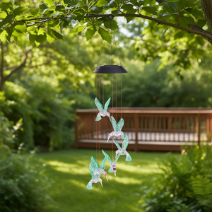 Carillon solaire LED Db Hummingbird, ornement de jardin en plastique, décoration suspendue pour extérieur, thème oiseau, finition brillante - Product Image 2