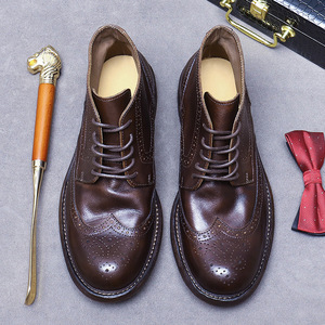 Nouvelles bottes haut de gamme pour hommes - bottes Martin en cuir véritable, style britannique, polyvalentes pour toutes les occasions, chaussures montantes pour hommes - Product Image 6
