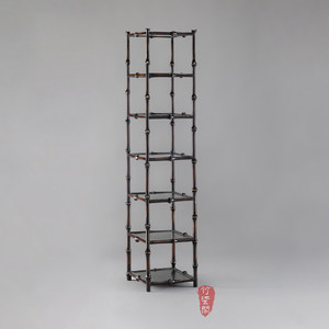 Lacquered Bamboo Seven Tier Bookshelf Standing Multifunctional Living Room Shelf Qiong Bamboo Rectangle YY0824 - Product Image 3