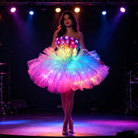 Robe tutu LED pour femmes, costume de scène pour spectacle de danse, robe de soirée pour événement, tenue lumineuse