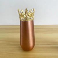 Mini gobelets à vin en métal de 6oz avec perle or et argent couronne Toppers accessoires de verres pour décor de bar couvercle de couronne élégant