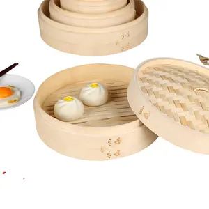 Wholesale custom logo different size Handmade Bamboo food Steamer use for Dim Sum Dumpling and delicious Food