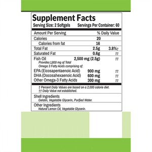 Meilleures pilules d'huile de poisson Omega 3 Triple force 2500MG 120 Softgels pour les articulations du cerveau yeux santé cardiaque supplément d'huile de poisson Omega 3 - Product Image 3