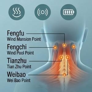 Almohada cervical, masajeador de tejido profundo de doble cabezal con terapia de calor, profundidad de percusión de 9 mm para alivio cervical, compatible con OEM - Product Image 3
