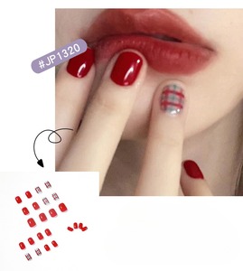 Customizable Wholesale 12 Pcs Art Acrylic Press on <b>Nails</b> Half Cover Almond Shape <b>Glue</b> Pre-designed Candy <b>False</b> <b>Nails</b> 977/1320 - Product Image 6