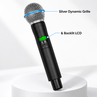 Microphones dynamiques sans fil à quatre canaux avec capsule cardioïde et autonomie de batterie étendue pour sonorisation scolaire et locaux publics