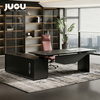 Bureau de direction moderne en bois de luxe en forme de L, table de bureau de direction, table de patron, table de bureau électrique réglable