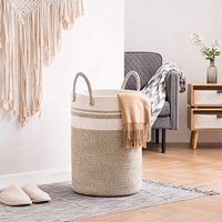 Panier à linge en corde de coton doux, 60L, autoportant, lavable en machine, bac de rangement tressé pour chambre de bébé, vente en gros