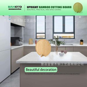 Planche à découper ronde en bambou 28x26.9x1.6cm avec support pour usage en cuisine - Product Image 4