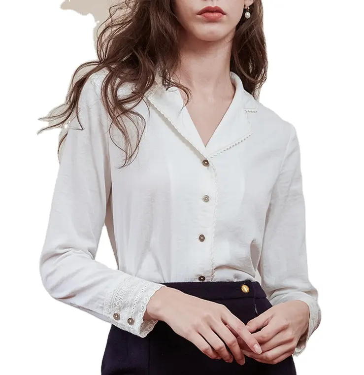 Hot Sale Sample Designs Female Office Uniform Designs For ladies Blazer Blouse Women Long Sleeve Top Shirt Blouse