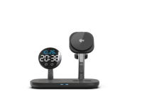 Chargeur sans fil magnétique 3 en 1 avec horloge et support pour écouteurs, sortie 15W