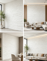Panneaux de pierre flexibles blanc mat aspect roche brisée, imperméables, en argile modifiée MCM pour revêtement mural