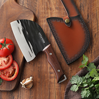 Couteau de chef serbe de 6 pouces avec gaine Manche en bois ergonomique avec lame tranchante en acier inoxydable pour la cuisine à découper