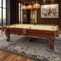 Table de billard et de snooker en ardoise sculptée en bois massif avec tête de lion antique, 8 pieds, 9 pieds