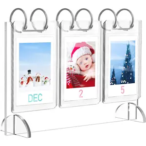 Calendar Style Acrylic Desktop Album Plaque Stand For Gift Clear Acrylic Mini Photo Frames Collection Holder Lucite Photo Frames