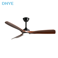 Ventilateur de plafond de style nordique moderne avec lumière, pales en ABS imitation bois foncé, décoration à trois pales, pour salon, ventilateur lumineux pour hôtel