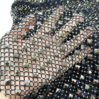 SH005 Suministro de fábrica Cristal Plata Rhinestone Malla Tela Hematita Diamante Malla por yarda