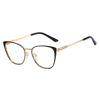 MS 95667 Monturas de Gafas Ópticas de Metal con Diseño Ojo de Gato para Mujer, Patillas Modernas, Diseño Anti-Luz Azul, Logotipo Personalizado, Coloridas