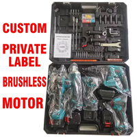 Kit combiné d'outils électriques sans fil 21V 5-en-1 sans balais : perceuse, visseuse, marteau, clé à chocs