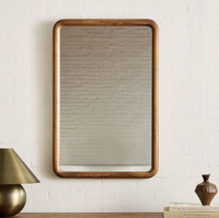 Fournisseur de miroirs en bois OEM/ODM en gros, certifié BSCI, miroir rectangulaire encadré en bois massif couleur noyer